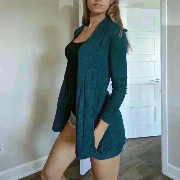 Kensie, long cardigan, blue  teal, size small - Picture 3 of 6
